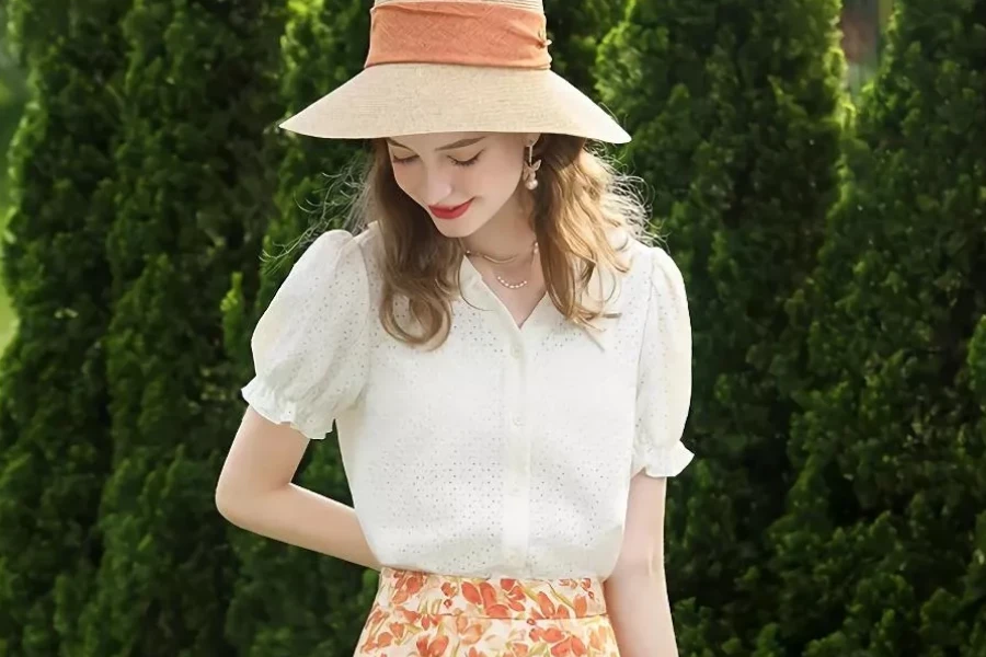 Vintage-Inspired Apricot Lace Shirt